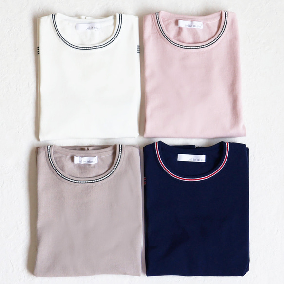 【T卹風格◎】鑲邊棉質彈性短袖套頭衫【粉紅色】 第16張的照片