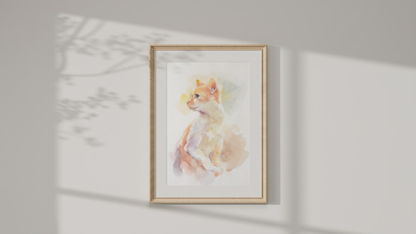 水彩画 アート 猫の絵