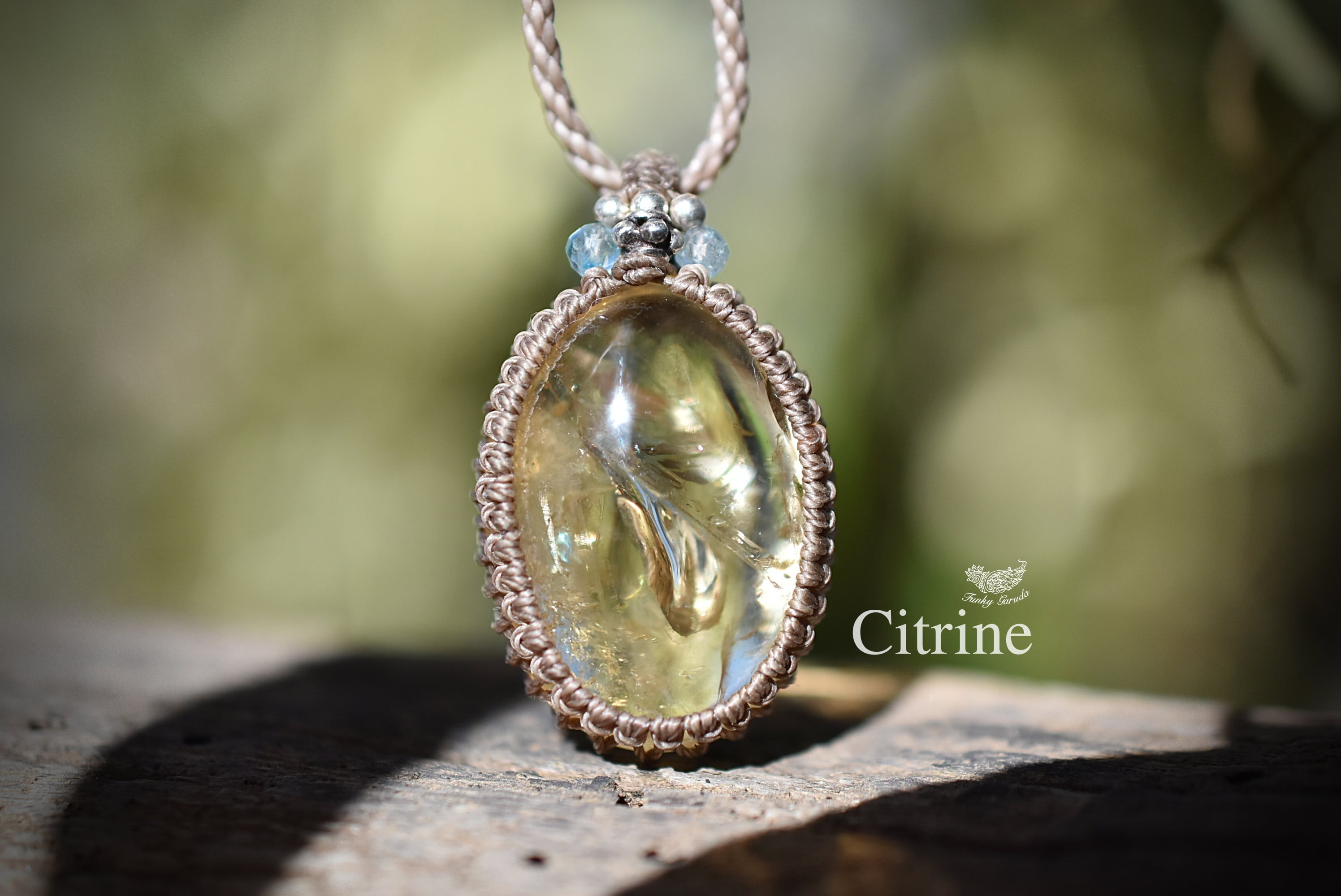 虹と金貨☆シトリン マクラメネックレス1016 ネックレス