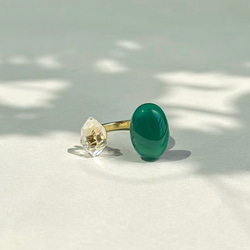 Fork ring-Green×Herkimer diamond （フォークリング ハーキマー） 2枚目の画像