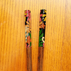 タツノオトシゴの漆絵五角子供箸〔16.5㎝〕 4枚目の画像