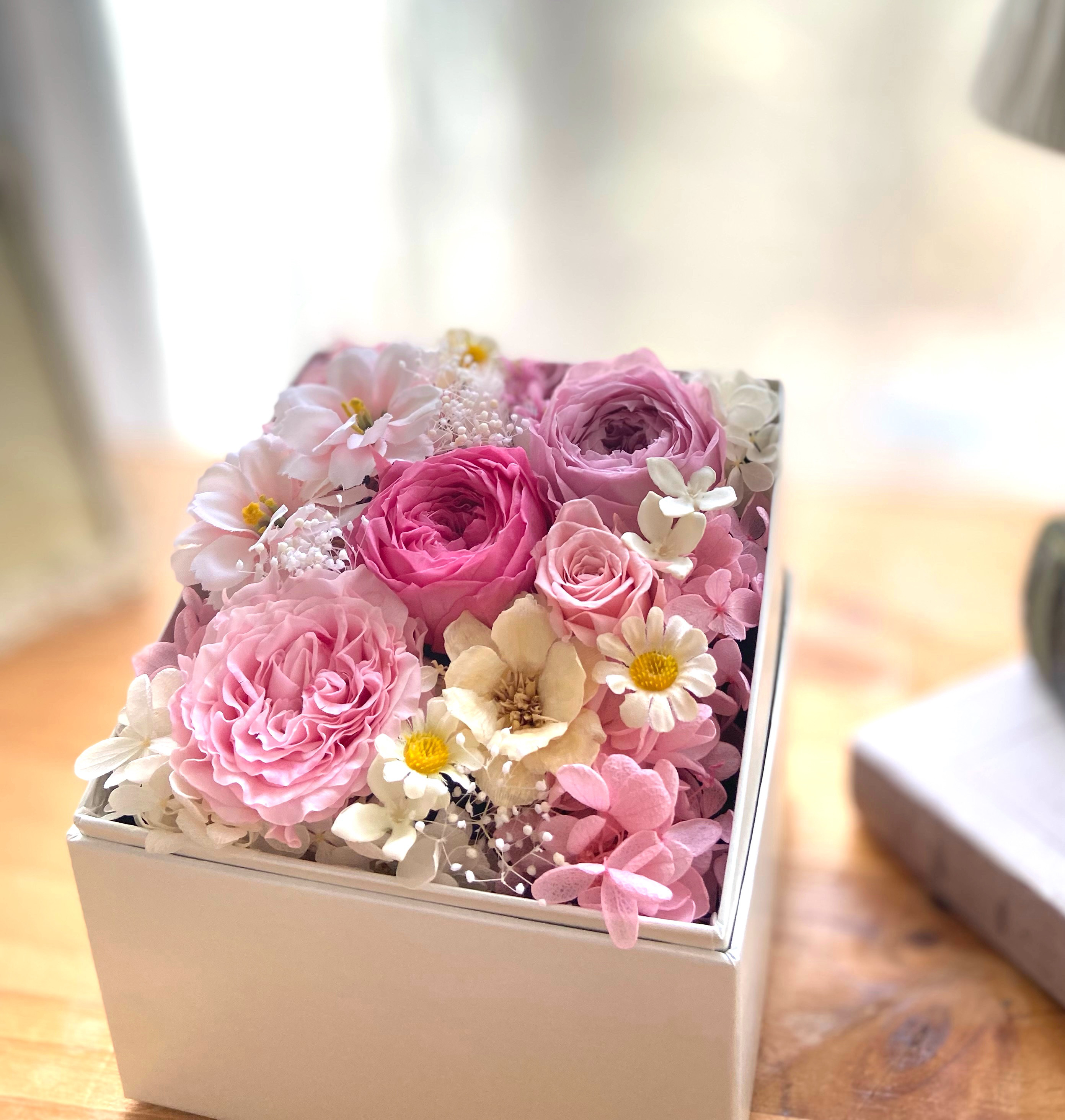 ロマンティックピンクボックスアレンジ（再販）