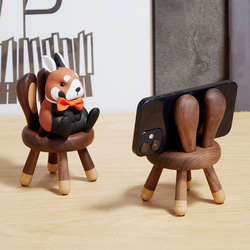ウサギ耳の椅子が支える携帯・iPhone・スマートフォンスタンド スマホ立て カワイイ 動物 ナチュラル インテリア 2枚目の画像