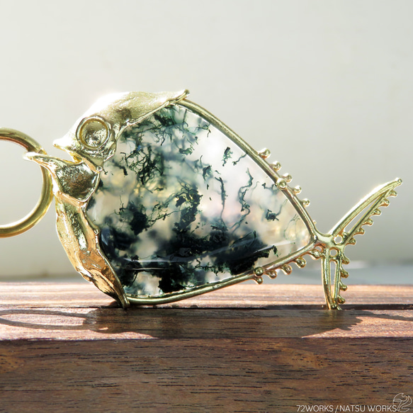 モス アゲート フィッシュ チャーム / Moss Agate Fish charms ll 4枚目の画像