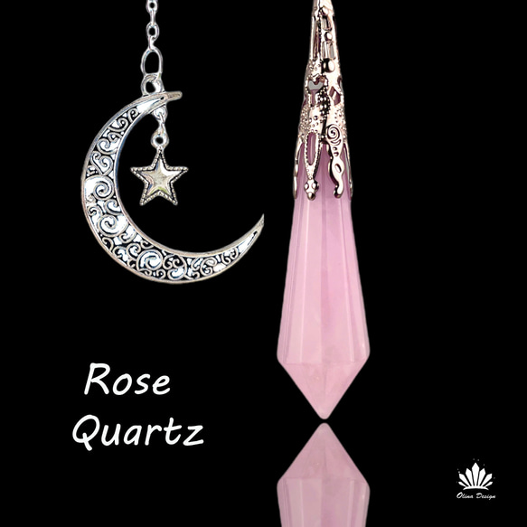OLINA DESIGN 粉水晶 天使淚 粉晶六芒星 尖錐 靈擺 項鍊 吊墜 大衛星Rose Quartz 第5張的照片