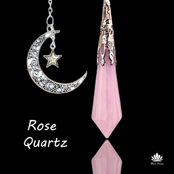 OLINA DESIGN 粉水晶 天使淚 粉晶六芒星 尖錐 靈擺 項鍊 吊墜 大衛星Rose Quartz 第6張的照片