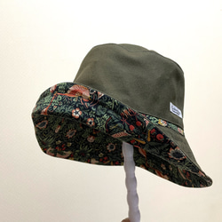 ☆受注製作☆ 帽子 simply ハット ウィリアムモリス　カーキ　60cm 2枚目の画像