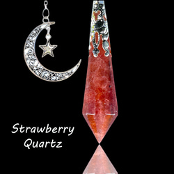 OLINA DESIGN天然魅力 草莓晶 尖錐 能量 靈擺 項鍊 吊墜 Strawberry Quartz 第5張的照片