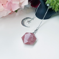 #1317 ♡インカローズ&ストロベリークォーツ天然石♡マクラメネックレス ストロベリークォーツ・インカローズ3A（アルゼンチン産