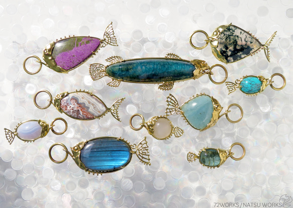 アゲート フィッシュ チャーム / Blue Agate Fish charms 7枚目の画像
