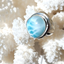 5日間限定SALE❁Ocean blue larimar ring silver925 約11号❁ハイクオリティラリマー 9枚目の画像