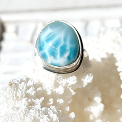 5日間限定SALE❁Ocean blue larimar ring silver925 約11号❁ハイクオリティラリマー 11枚目の画像