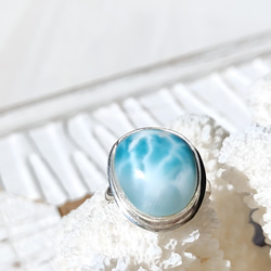 5日間限定SALE❁Ocean blue larimar ring silver925 約11号❁ハイクオリティラリマー 8枚目の画像