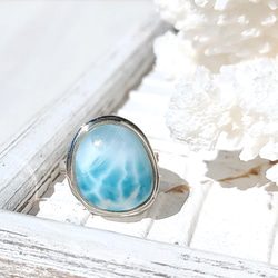 5日間限定SALE❁Ocean blue larimar ring silver925 約11号❁ハイクオリティラリマー 5枚目の画像