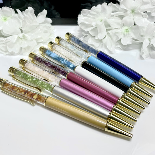 組合せ自由 天然石屋さんのボールペン 天然石 さざれ入り ボールペン