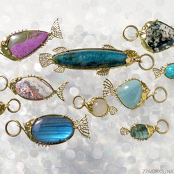 レース アゲート フィッシュ チャーム / Blue Lace Agate Fish charms 6枚目の画像