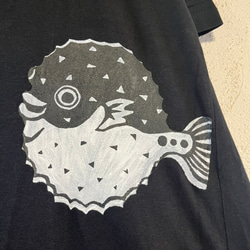 フグ　魚デザイン　レディースTシャツワンピース　綿100%【S～LL】 2枚目の画像