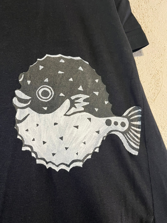 フグ　魚デザイン　レディースTシャツワンピース　綿100%【S～LL】 2枚目の画像