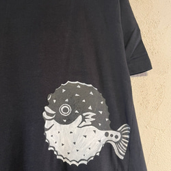 フグ　魚デザイン　レディースTシャツワンピース　綿100%【S～LL】 3枚目の画像