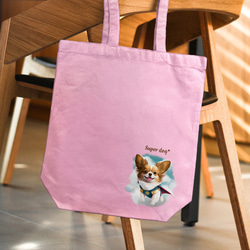 【 ヒーロー パピヨン 】キャンバス トートバッグ　犬　ペット　うちの子　プレゼント　ギフト　母の日 2枚目の画像