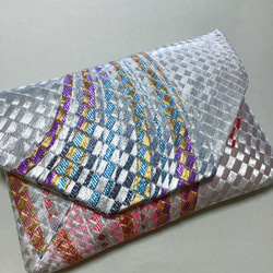 袋帯　結婚式バッグ　数寄屋袋　入学式　リサイクル正絹袋帯　市松　リメイク564 11枚目の画像
