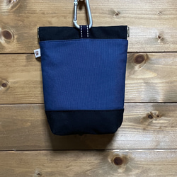 撥水帆布の消臭肉球マナーポーチ　口大きめ　ネイビー 3枚目の画像