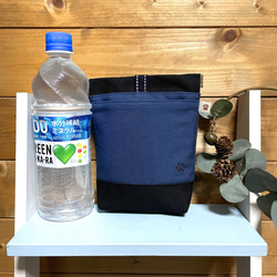 撥水帆布の消臭肉球マナーポーチ　口大きめ　ネイビー 6枚目の画像