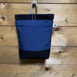 撥水帆布の消臭肉球マナーポーチ　口大きめ　ネイビー 1枚目の画像