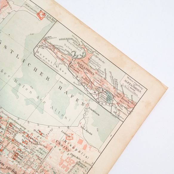 エジプト アレクサンドリア アンティークマップ 古地図 ヴィンテージペーパー 図版 マイヤー百科事典 1957-37 5枚目の画像