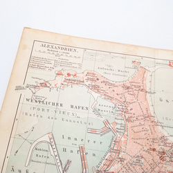 エジプト アレクサンドリア アンティークマップ 古地図 ヴィンテージペーパー 図版 マイヤー百科事典 1957-37 4枚目の画像