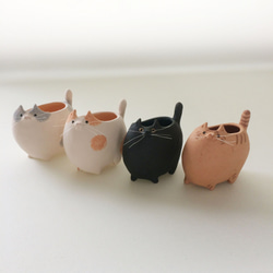 [受注制作]テクテクNEKO TSUBO（素焼きの猫　花器） 10枚目の画像