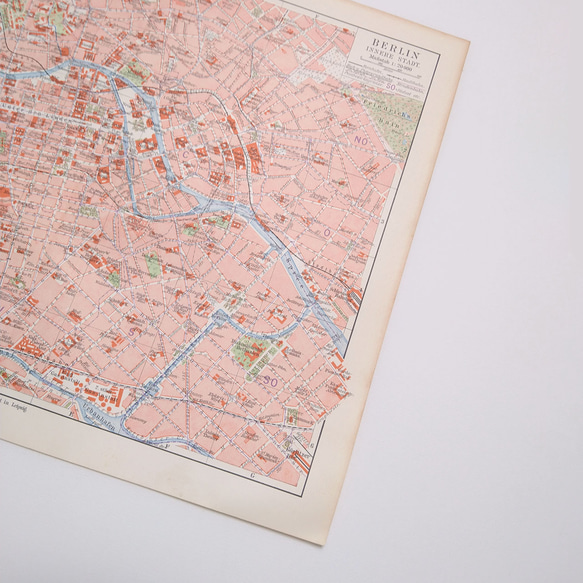 ドイツ ベルリン都心部 アンティークマップ 古地図 ヴィンテージペーパー 図版 マイヤー百科事典 1957-43 2枚目の画像