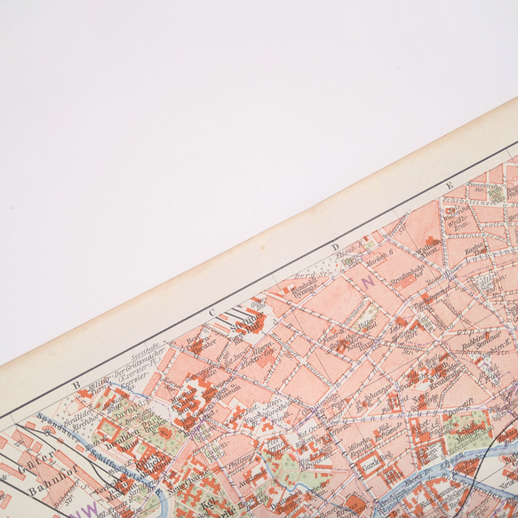 ドイツ ベルリン都心部 アンティークマップ 古地図 ヴィンテージペーパー 図版 マイヤー百科事典 1957-43 7枚目の画像