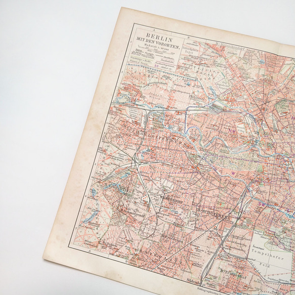 ドイツ ベルリンと郊外 アンティークマップ 古地図 ヴィンテージペーパー 図版 マイヤー百科事典 1957-44 2枚目の画像