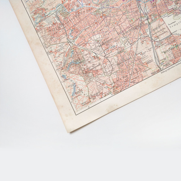 ドイツ ベルリンと郊外 アンティークマップ 古地図 ヴィンテージペーパー 図版 マイヤー百科事典 1957-44 4枚目の画像