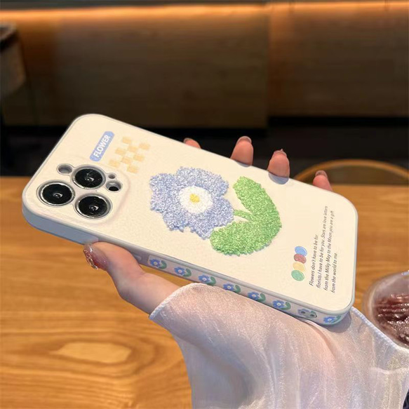 刺繍の花iphone14携帯ケースiPhone 12 promax落下防止カバー13シリコン11女性用高級xs/x 4枚目の画像