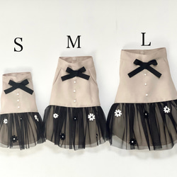 【犬ドレス】可愛い小花付き　ラベンダー❤️チュールスカート　パール飾り❤️おしゃれお出かけドレス　SML &ダックス 8枚目の画像