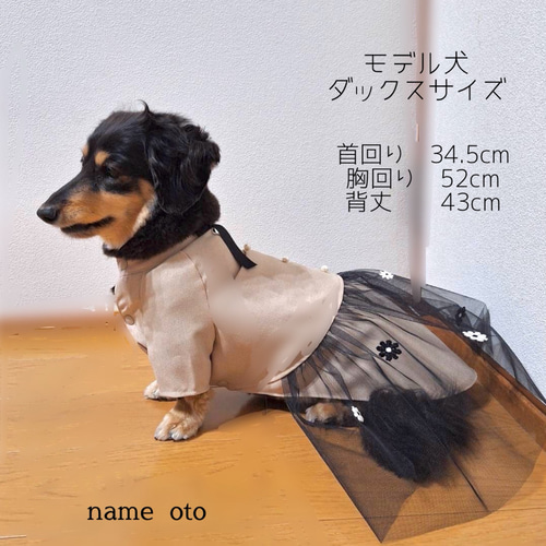 犬ドレス】可愛い小花付き ラベンダー❤️チュールスカート パール飾り 