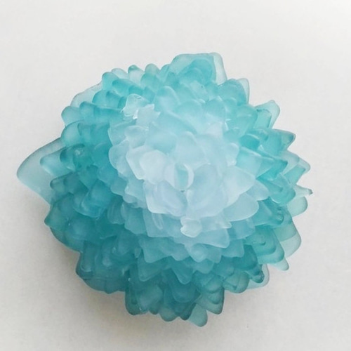 オーダー】シーグラスのお花のランプシェード ブルーグラデーション 風