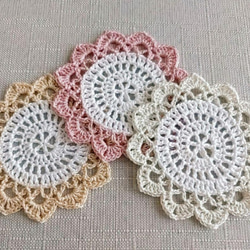 レース編み コースター カラフル 3枚セット コースター ぷー 通販