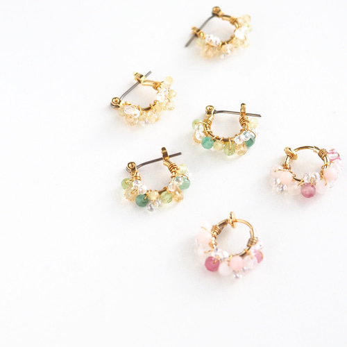 天然石♡もものピアス14kgf - メルカリ