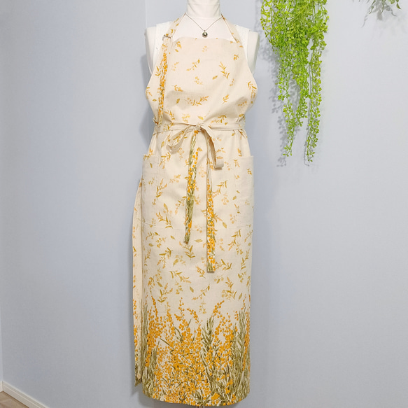 再販】エプロンドレス yellow mimosa レディース 大人用 コットン