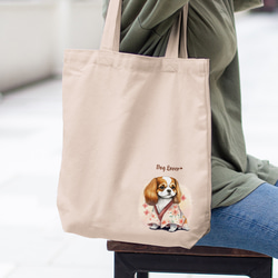 【 晴れ着姿の キャバリア 】 キャンバス トートバッグ　犬　ペット　うちの子　プレゼント　ギフト　母の日 1枚目の画像