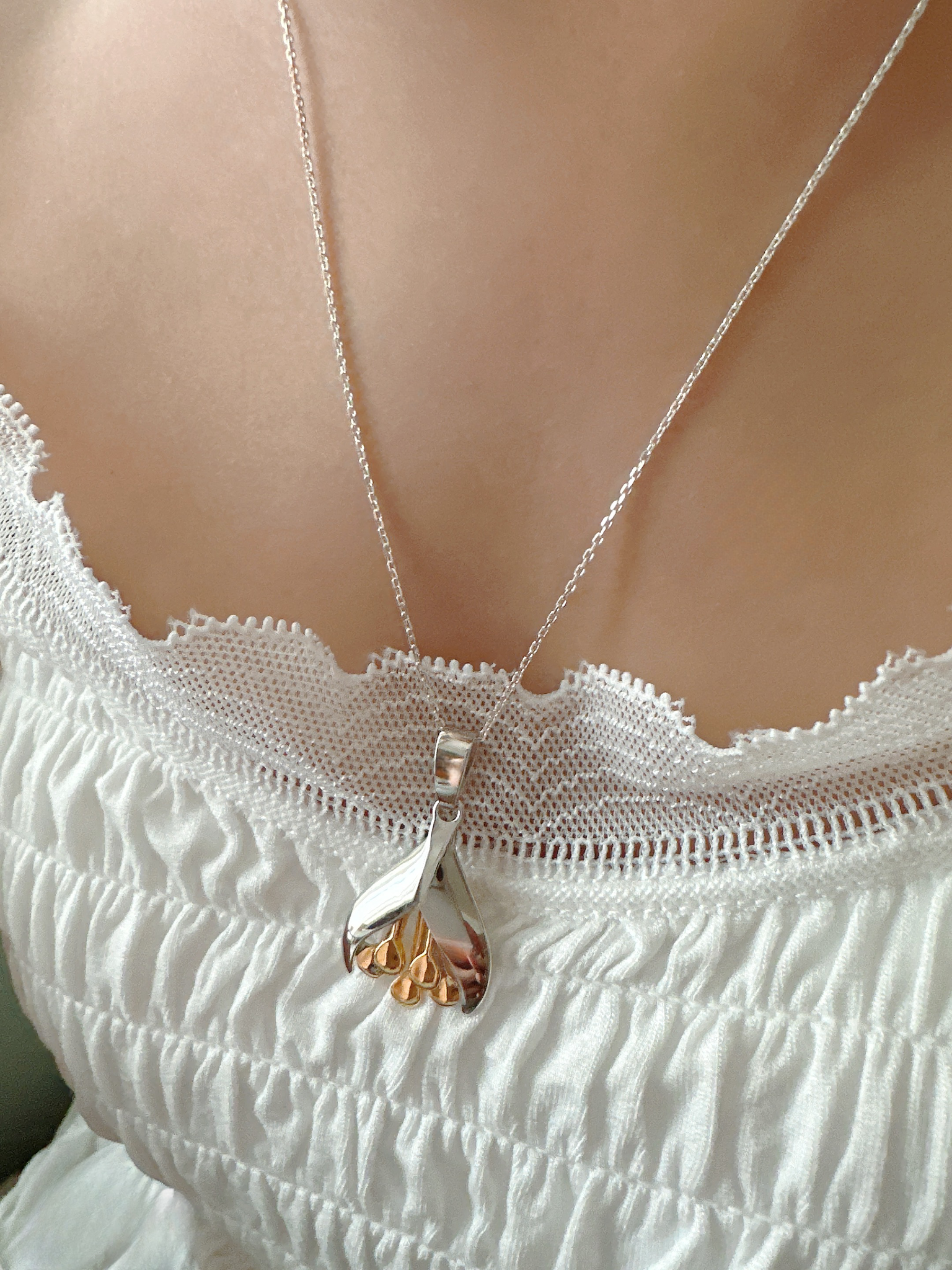 ❉ミモザモチーフのコンビペンダントsilver925(ネックレスチェーン別) P3951