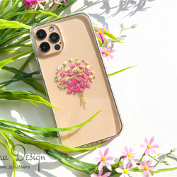 かすみ草･.｡*･:スマホケース･.｡*･:　押し花　ケース　スマホショルダー チェーンケース 全機種対応 5枚目の画像