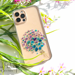 かすみ草･.｡*･:スマホケース･.｡*･:　押し花　ケース　スマホショルダー チェーンケース 全機種対応 4枚目の画像