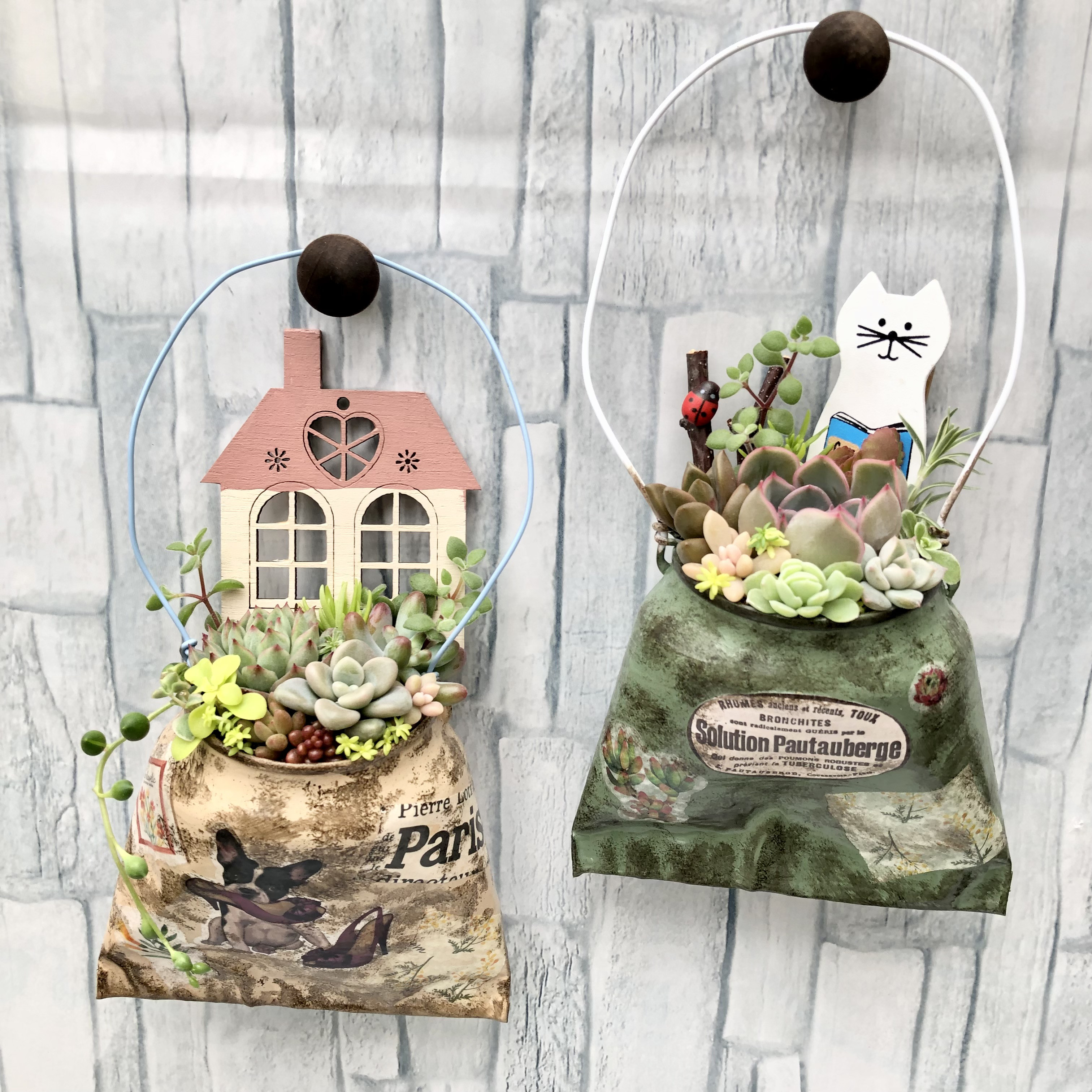 リメイク缶390☆アンティーク☆。.:＊・゜多肉植物☆寄せ植え