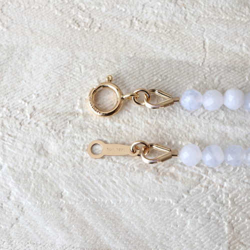 14kgf アゲートのブレスレット◝✩ 14kgf ブルーレースアゲート ラウンドカット ブレスレット