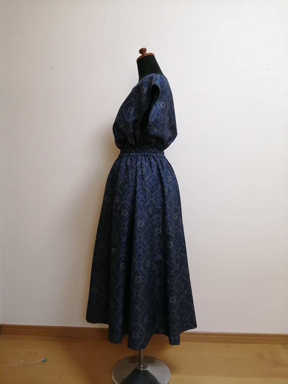 着物リメイク　ブラウス、ギャザースカート　紬 5枚目の画像