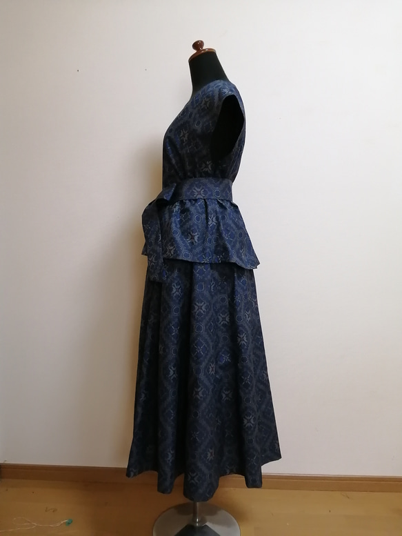 着物リメイク　ブラウス、ギャザースカート　紬 4枚目の画像
